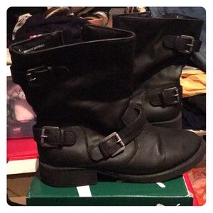 Black leather boots